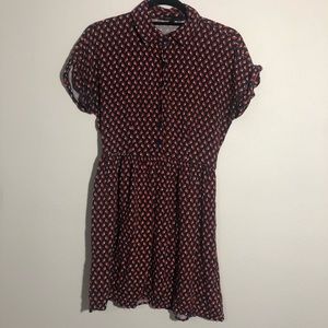Collard Patterned Button Up Dress